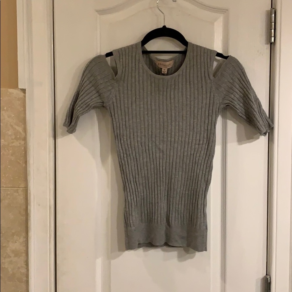Grey Ribbed Cut-out Top